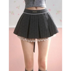 Pleated Mini Skirt – Y2K Lolita Bow Lace Patchwork - Bottoms - Short - Round - Skirts - 5