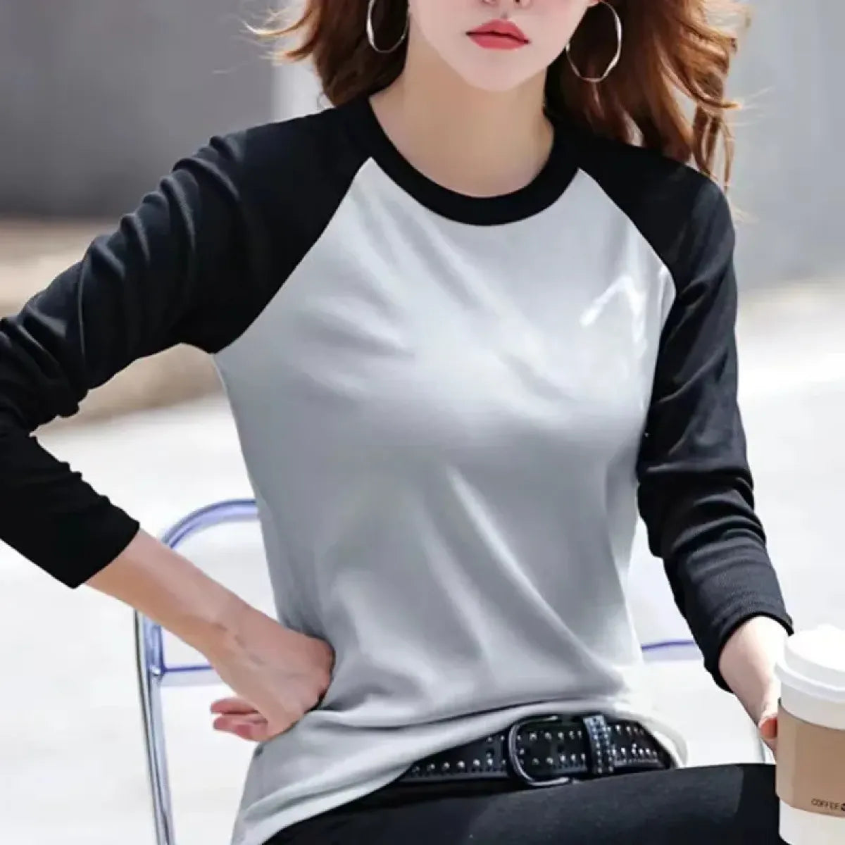 Y2K Patchwork Long Sleeve Top - Harajuku Style - T-Shirt - 2