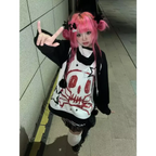 Y2K Skull Faux Layered Harajuku Long Sleeve Tee - T-Shirts - T-Shirt - 1