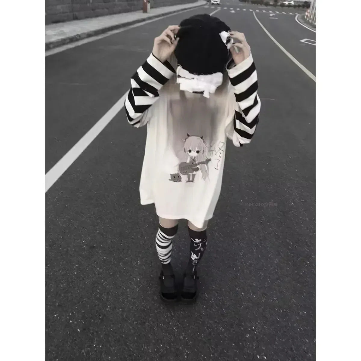Y2K Skull Faux Layered Harajuku Long Sleeve Tee - T-Shirts - T-Shirt - 6