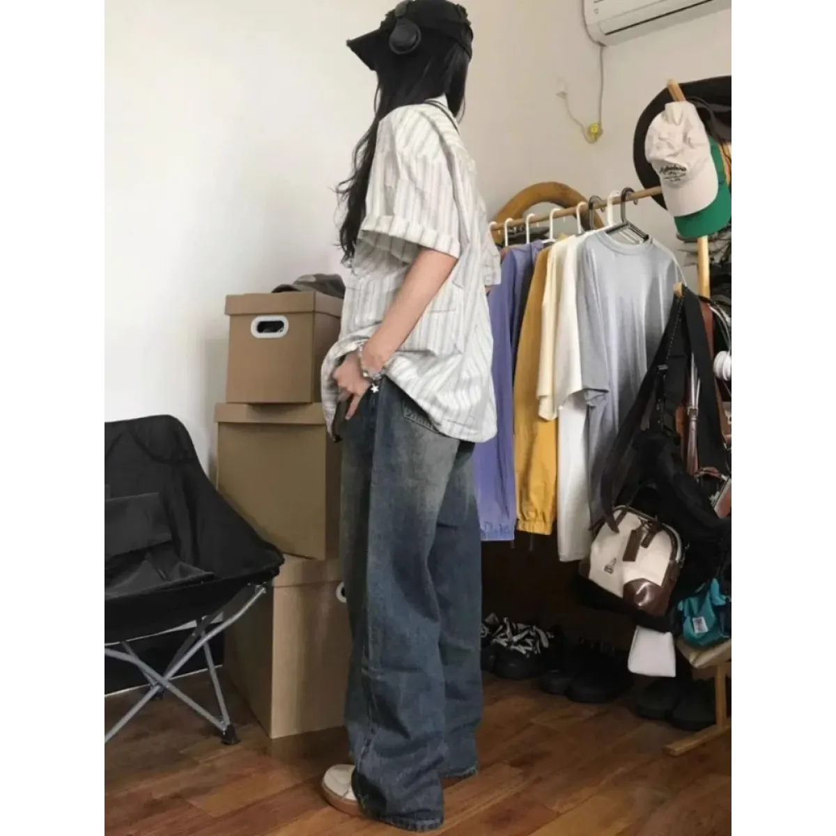 Y2K Striped Loose Fit Button-Up Shirt - T-Shirts - Button-Up Shirt - 5