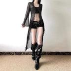 Y2K Sheer Ruffle Mesh Cardigan Top - Women’s Clothing & Accessories - Blouse - 3