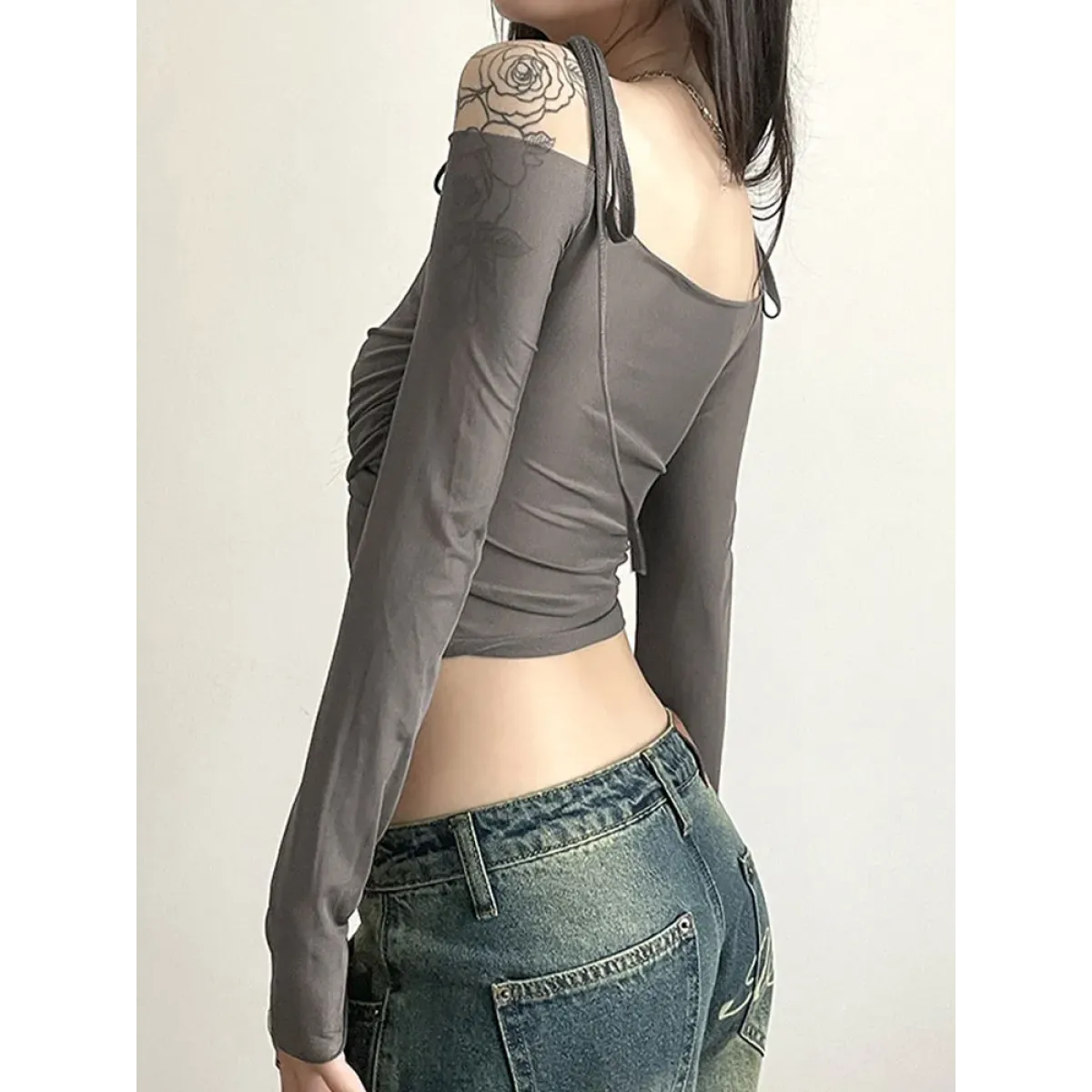 Y2K Off Shoulder Mesh Crop Top - Women’s Clothing & Accessories - Crop Tops - 4