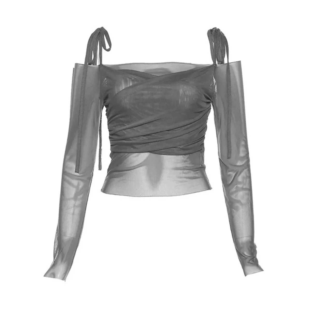 Y2K Off Shoulder Mesh Crop Top - Women’s Clothing & Accessories - Crop Tops - 5