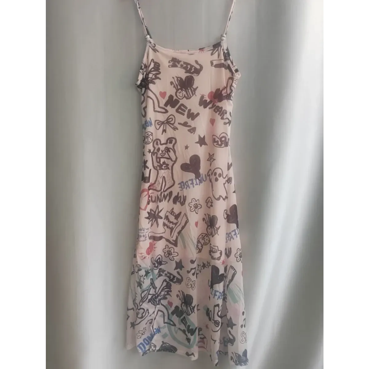 Y2K Cartoon Mesh Split Midi Dress - All Dresses - Midi Dress - 7