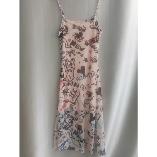 Y2K Cartoon Mesh Split Midi Dress - All Dresses - Midi Dress - 7