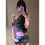 Y2K Grommet Cutout Mini Dress - All Dresses - Mini Dress - 1