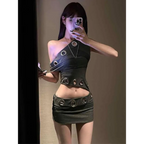 Y2K Grommet Cutout Mini Dress - All Dresses - Mini Dress - 2