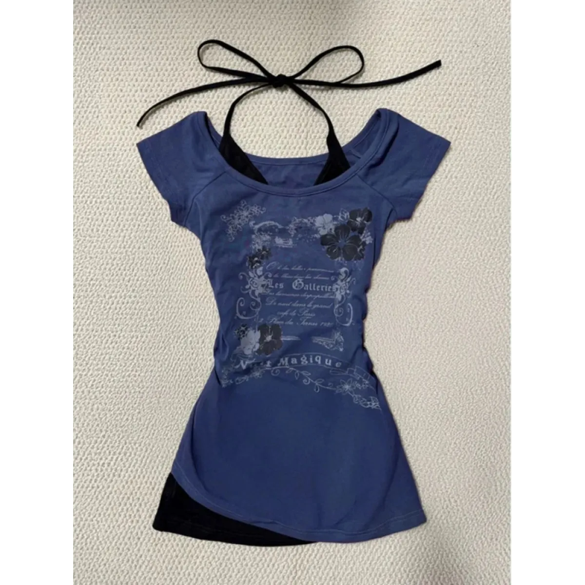 Y2K Grunge Halter Layered Mini Dress - All Dresses - Mini Dress - 1