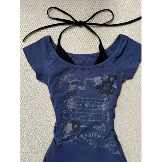 Y2K Grunge Halter Layered Mini Dress - All Dresses - Mini Dress - 2