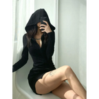 Y2K Hooded Slim Mini Dress - All Dresses - Mini Dress - 1