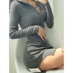 Y2K Hooded Slim Mini Dress - All Dresses - Mini Dress - 7