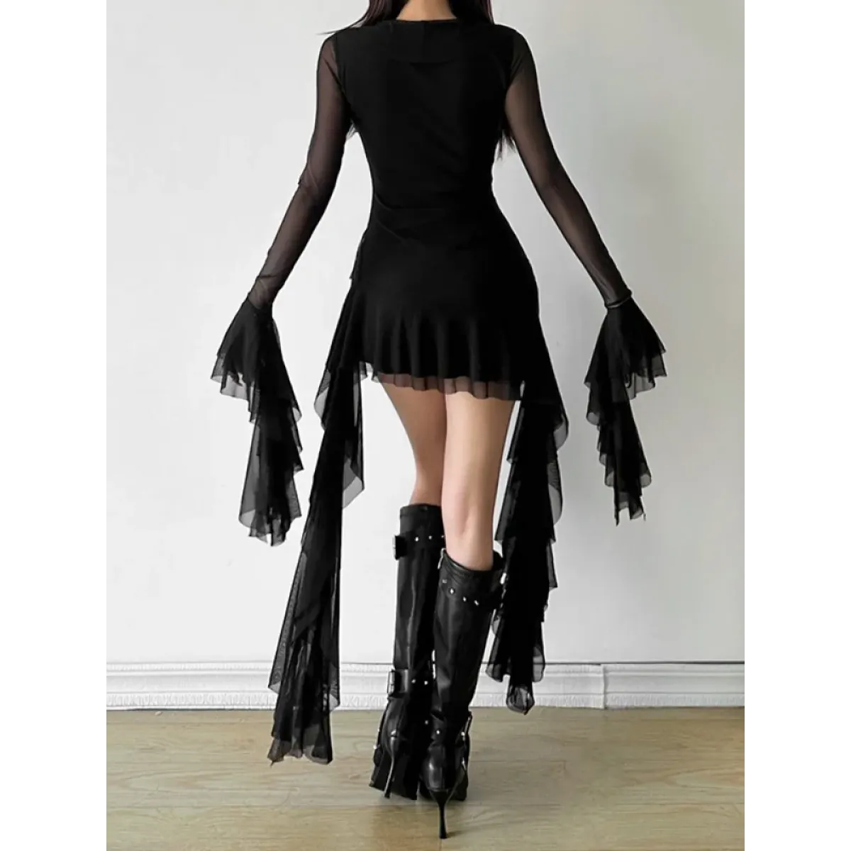 Y2K Ruffled Bandage Gauze Mini Dress - All Dresses - Mini Dress - 6