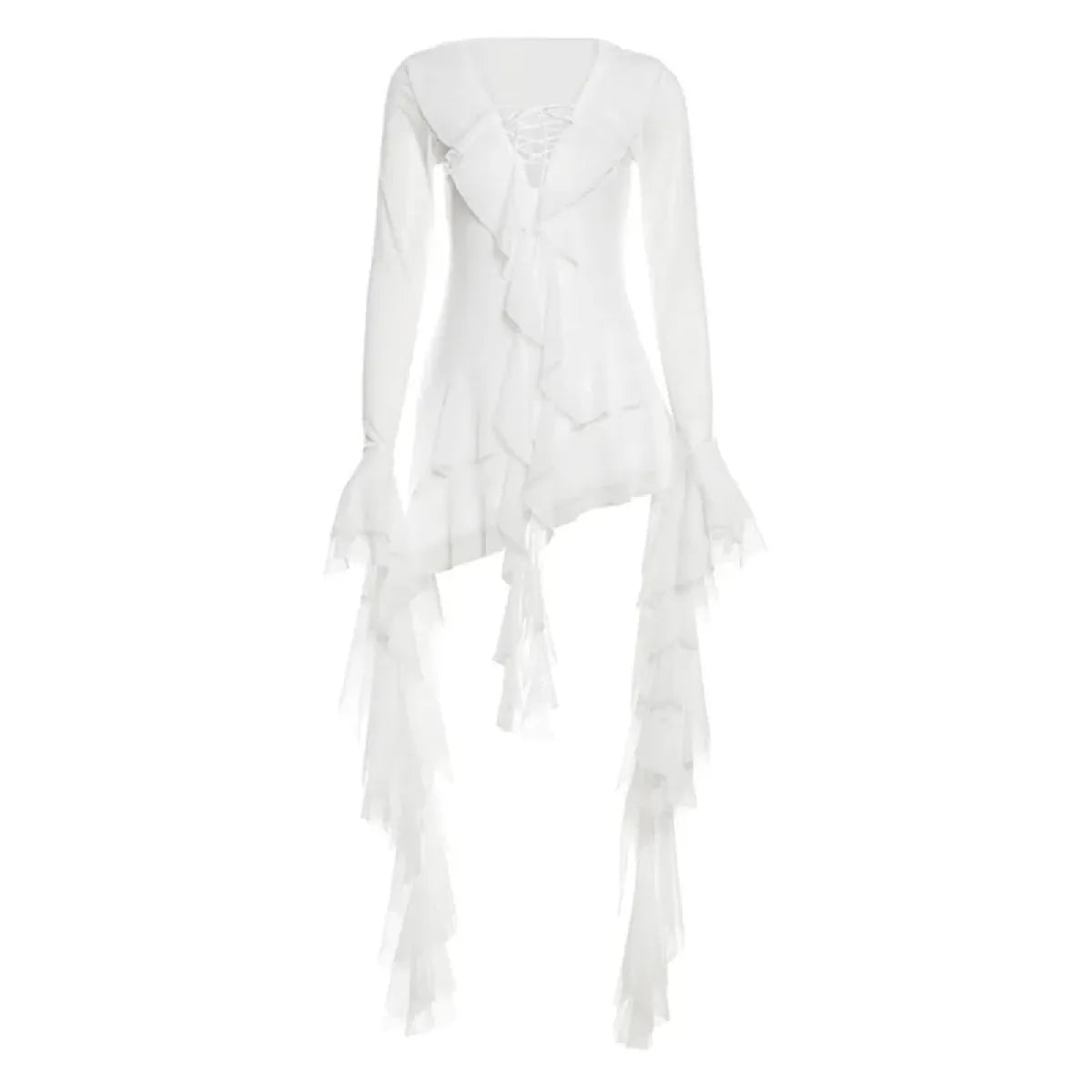 Y2K Ruffled Bandage Gauze Mini Dress - All Dresses - Mini Dress - 7