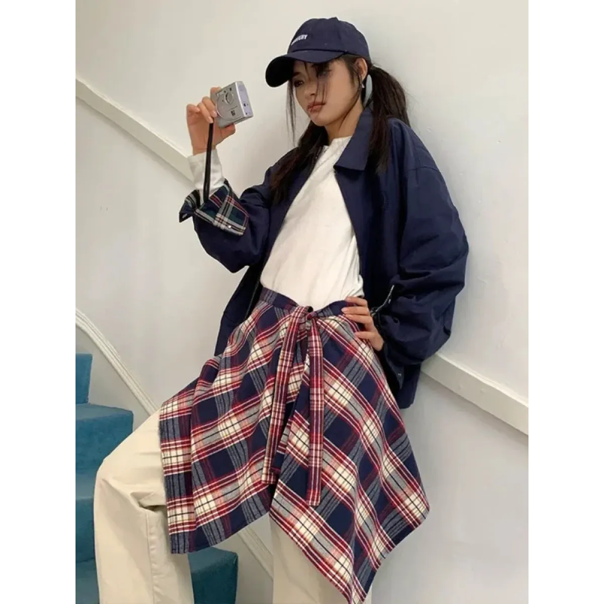 Y2K Irregular Plaid Lace-Up Mini Skirt - Bottoms - Skirts - 4