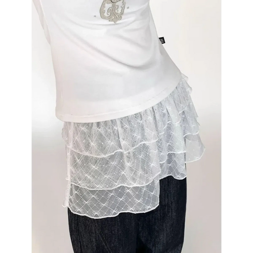 Korean Lace Ruffle Mini Skirt – Y2K Lolita Style - Bottoms - Mini Skirts - 1