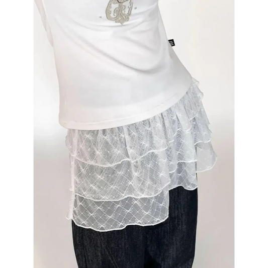 Korean Lace Ruffle Mini Skirt – Y2K Lolita Style - Bottoms - Mini Skirts - 1