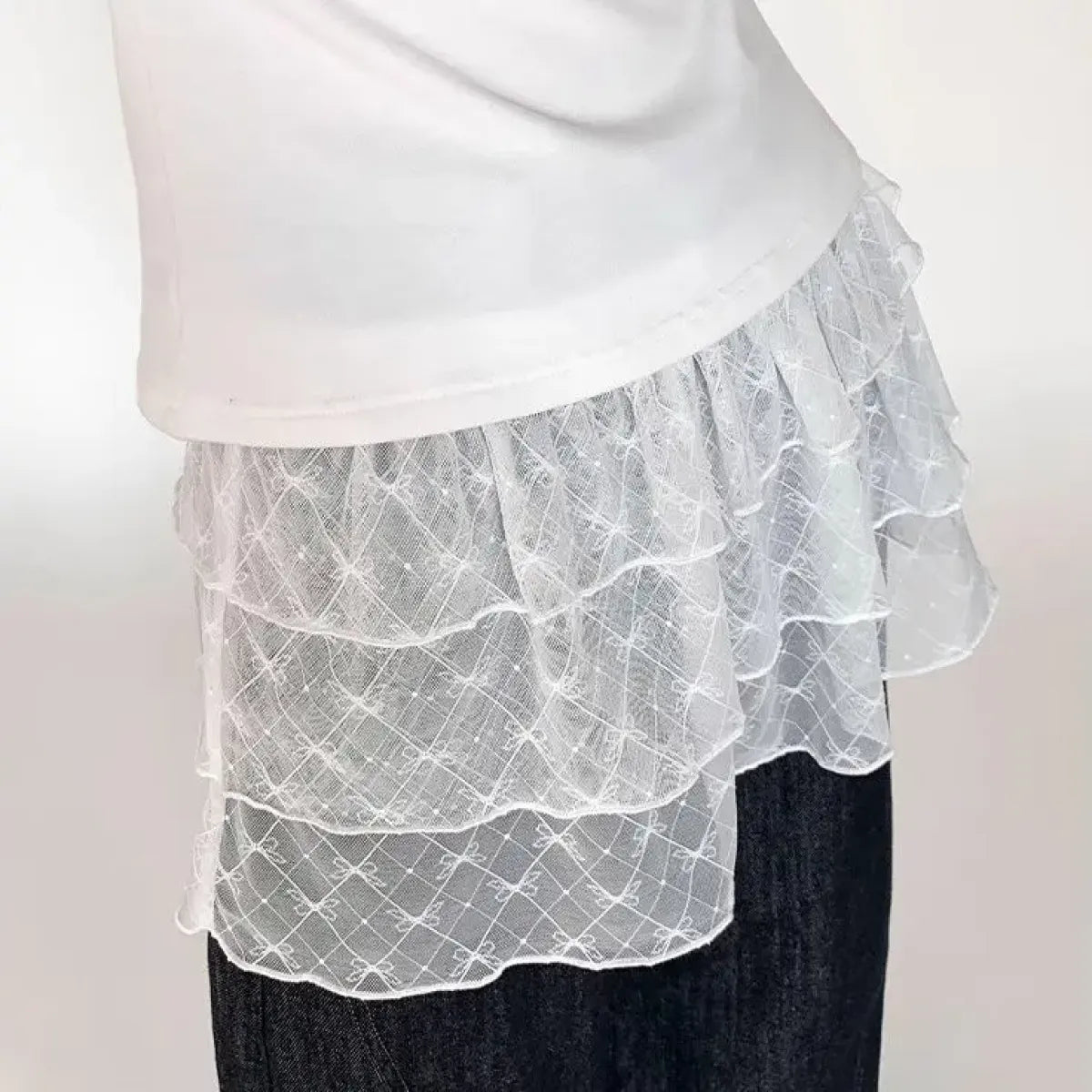Korean Lace Ruffle Mini Skirt – Y2K Lolita Style - Bottoms - Mini Skirts - 7
