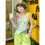 Y2K Patchwork Tees - Harajuku Kawaii Slim Tanks - T-Shirts - 1