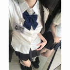 Y2K Lace-Up Bow Collar Puff Sleeve Blouse - Women’s Clothing & Accessories - Blouse - 6