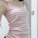 Y2K Pink Striped Knit Camisole Tank Top - Women’s Clothing & Accessories - Tank Top / Cami - 4