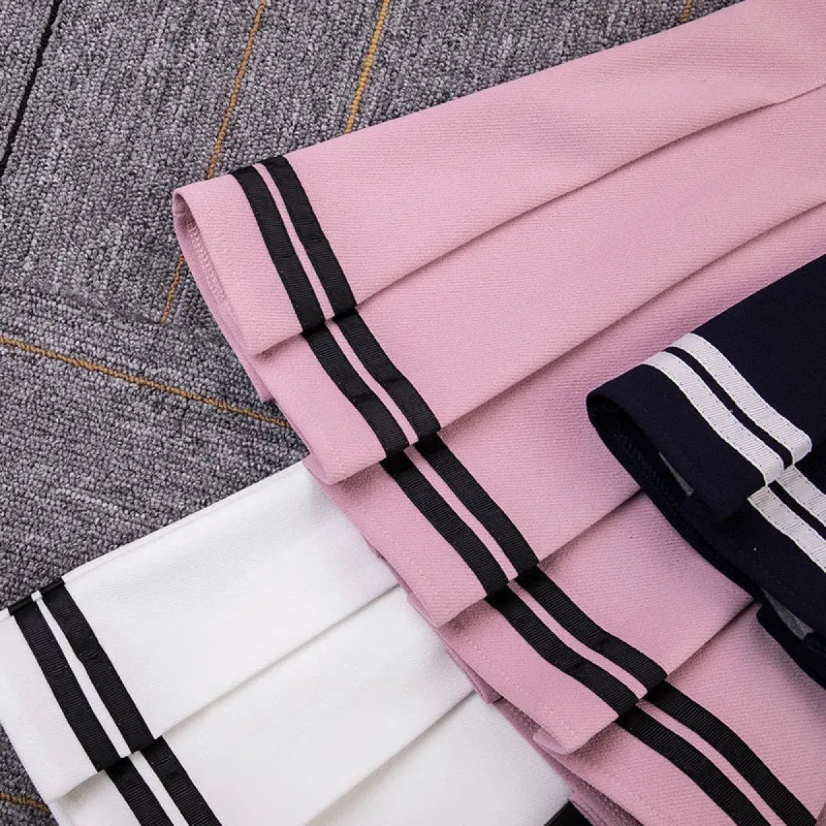 Y2K High Waist Pleated Mini Skirt – Kawaii Preppy Striped Style - Bottoms - Skirts - 4