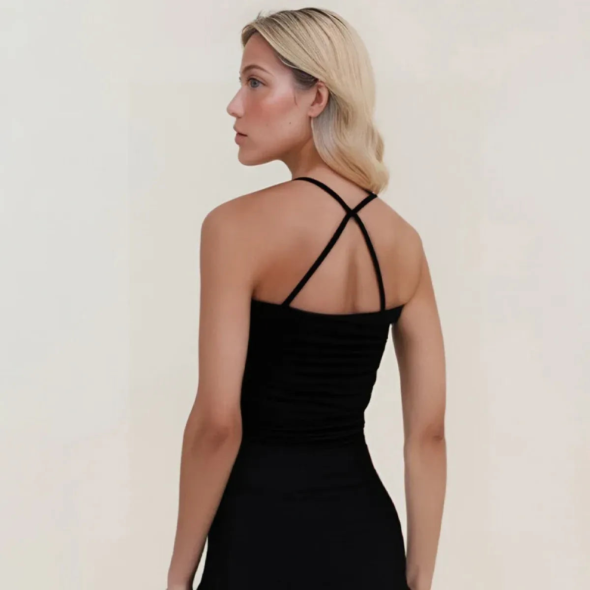 Y2K Punk Cami – Pinstripe Patchwork Gothic Tank - T-Shirts - Short - Round - Camisole - 5