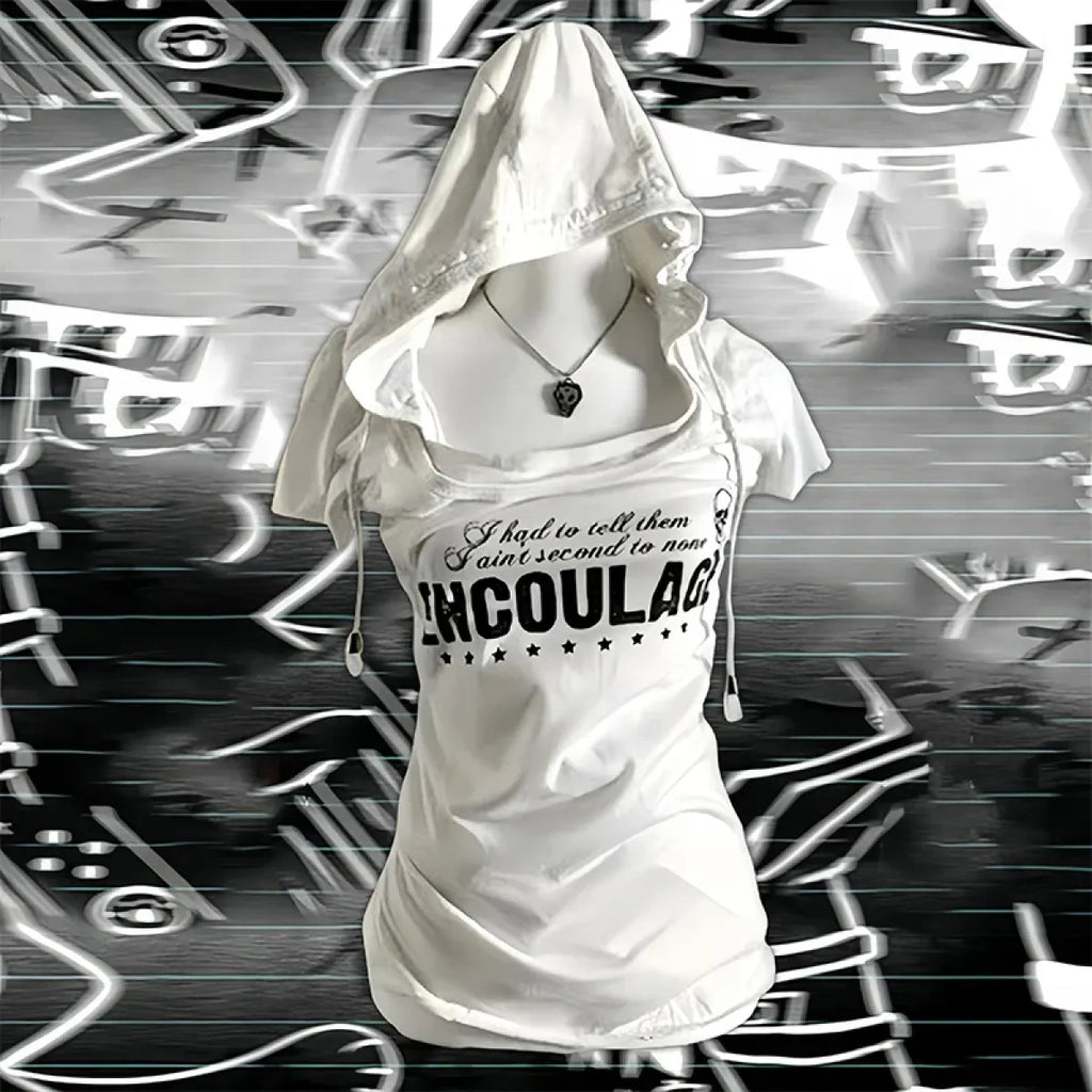 Y2K Punk Grunge T-Shirt – Hooded Slim Fit Retro Tee - T-Shirts - Short - Hooded - T-Shirts - 4