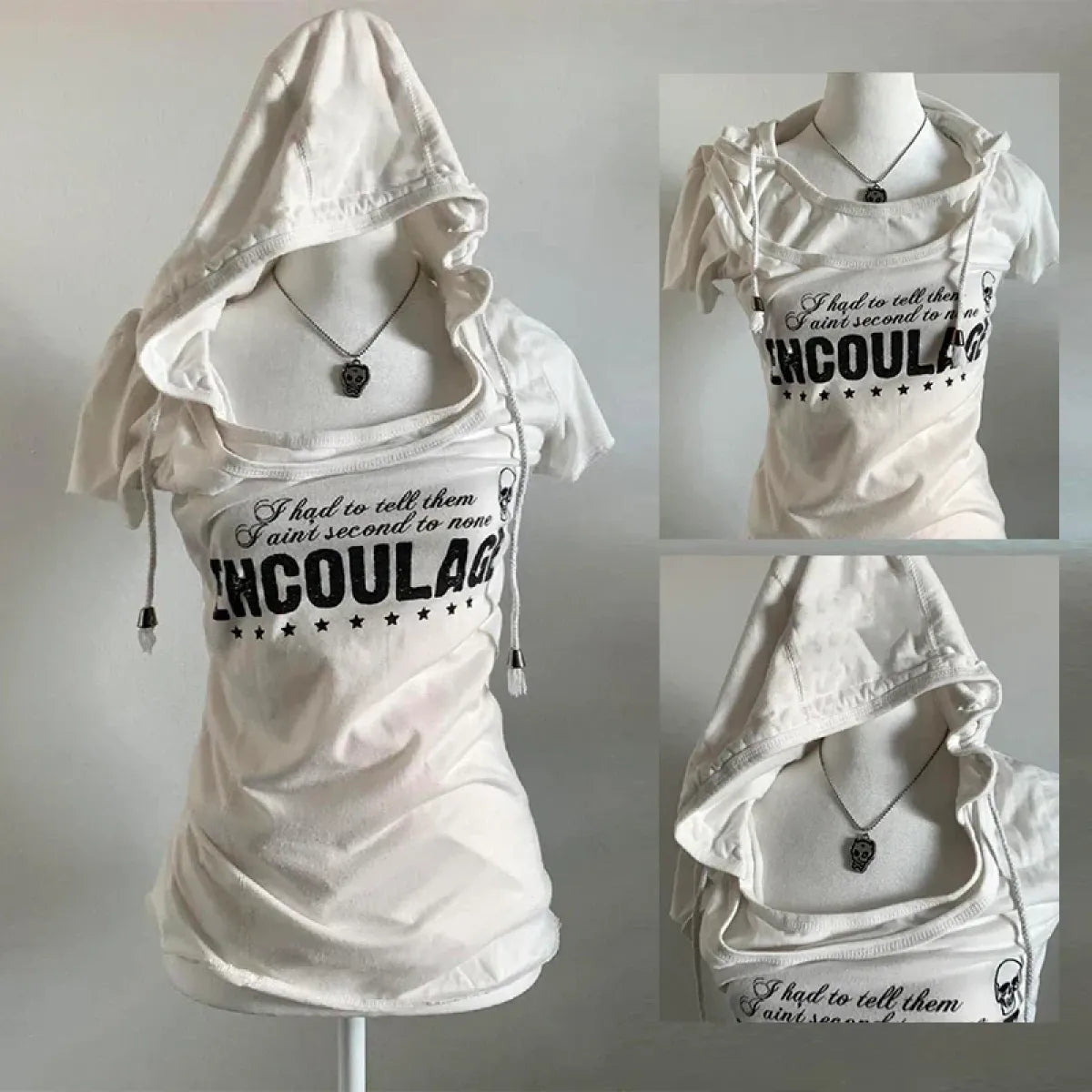 Y2K Punk Grunge T-Shirt – Hooded Slim Fit Retro Tee - T-Shirts - Short - Hooded - T-Shirts - 1