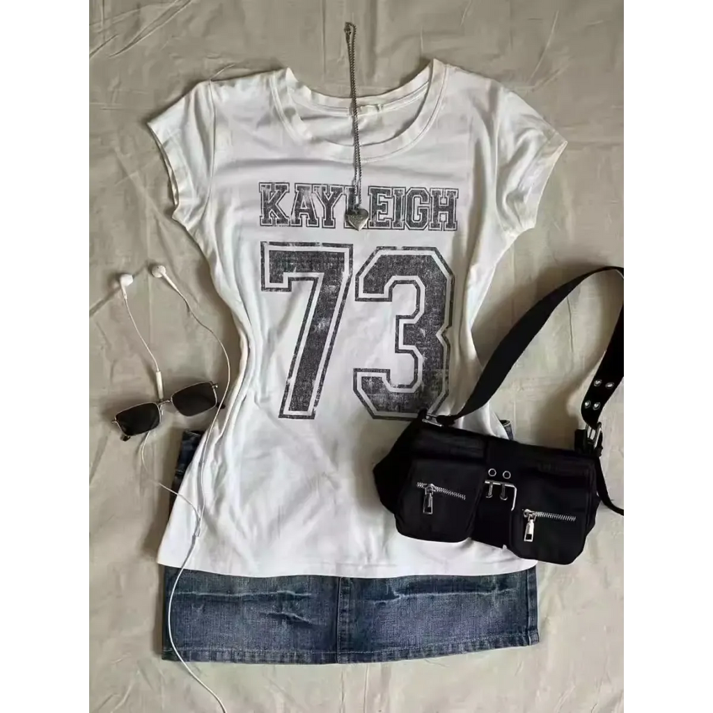 Y2K Punk Vintage T-Shirt – Number Print Slim Fit Tee - T-Shirts - Short - Round - T-Shirts - 5