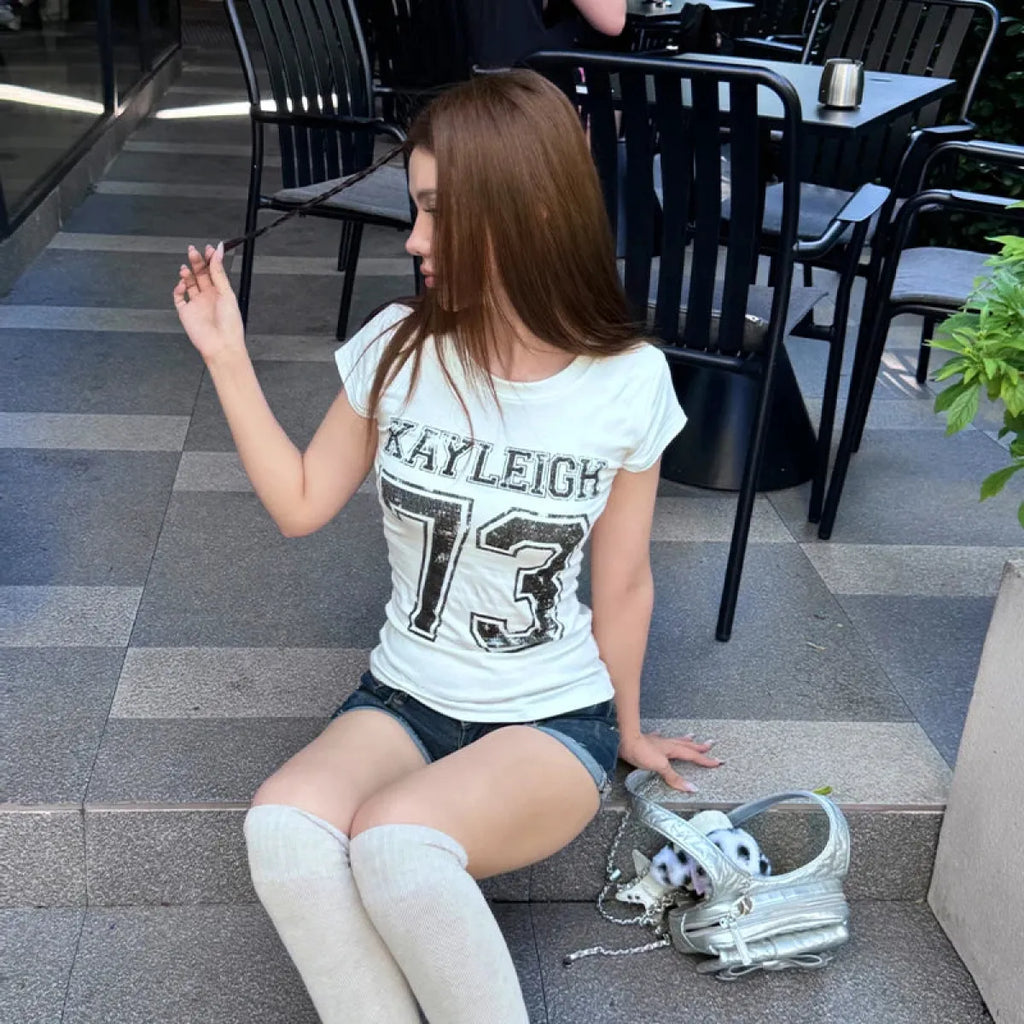 Y2K Punk Vintage T-Shirt – Number Print Slim Fit Tee - T-Shirts - Short - Round - T-Shirts - 3