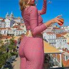 Red Gingham Two-Piece Set – Tie-Front Crop Top & Low-Waist Capris - Bottoms - Sets - 4