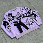 Harajuku Fashion Couple Sweaters - Y2K Retro Gothic Round Neck Tops - Sweaters - 5