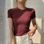 Y2K Harajuku Ribbed Knit Slim Tee - T-Shirts - T-Shirt - 4