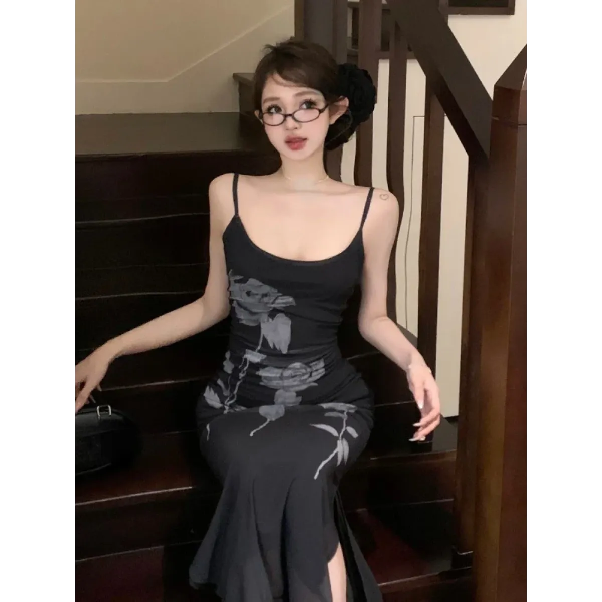 Harajuku Y2K Rose Print Maxi Slip Dress - All Dresses - Maxi Dress - 6