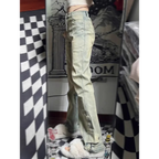 Y2K Ruched Button Wide-Leg Jeans - Bottoms - Jeans - 3