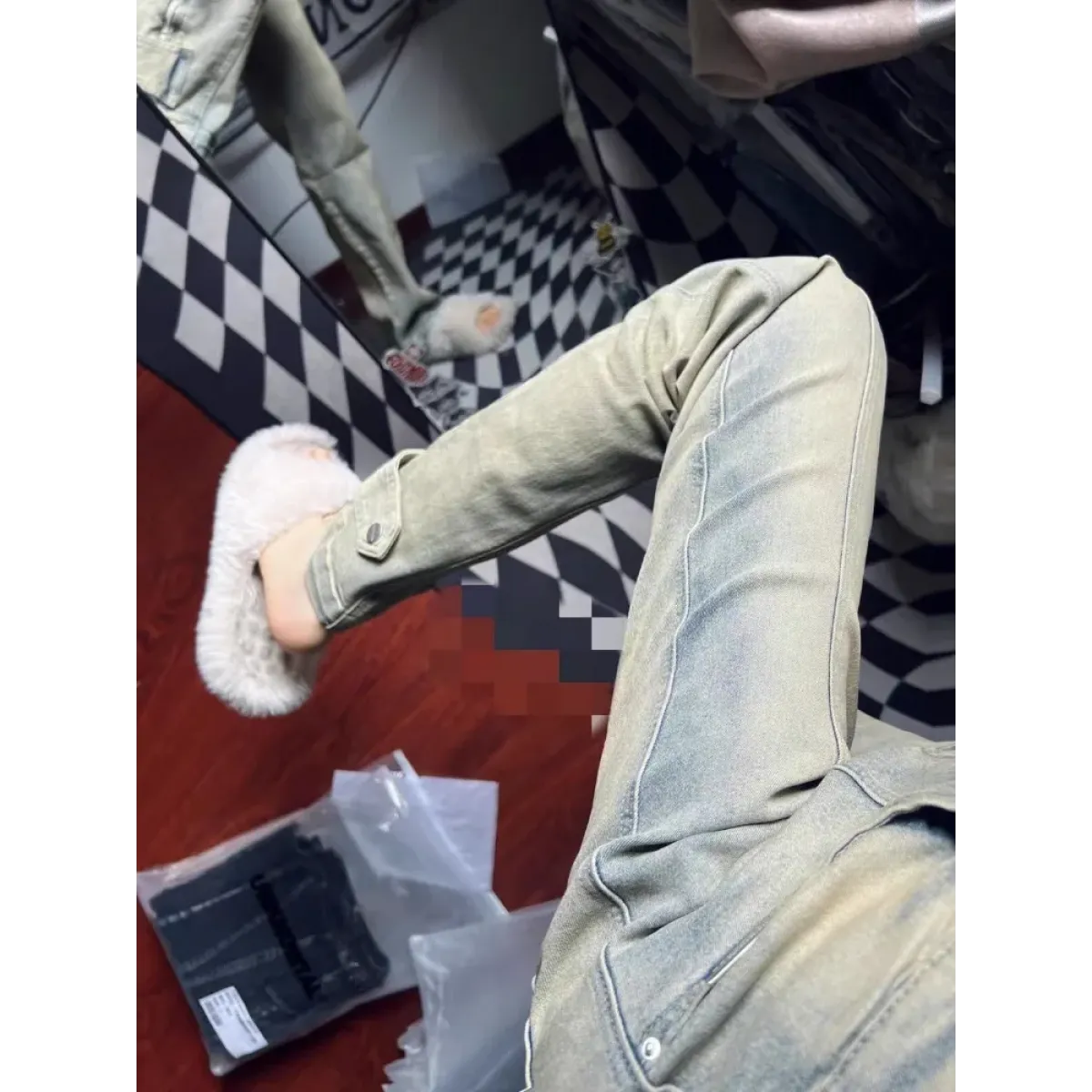 Y2K Ruched Button Wide-Leg Jeans - Bottoms - Jeans - 5