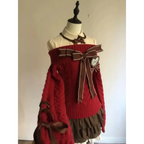 Y2K Off Shoulder Bow Sweater & Ruched Skirt Set – Autumn Knit - Bottoms - Clothing Sets - 1