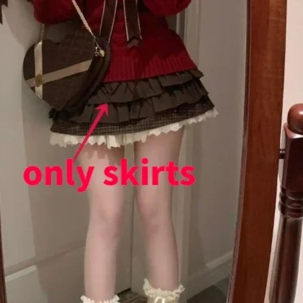 Y2K Off Shoulder Bow Sweater & Ruched Skirt Set – Autumn Knit - Bottoms - Clothing Sets - 5