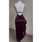 Y2K Sexy Halter Dress - Ruffled High-Slit Spice Girl Gown - All Dresses - Sleeveless - Off-Shoulder - Dresses - 4