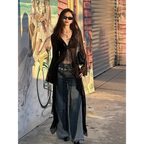 Y2K Sheer Lace-Up Longline Cardigan - Women’s Clothing & Accessories - Cardigan - 2