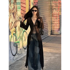 Y2K Sheer Lace-Up Longline Cardigan - Women’s Clothing & Accessories - Cardigan - 4