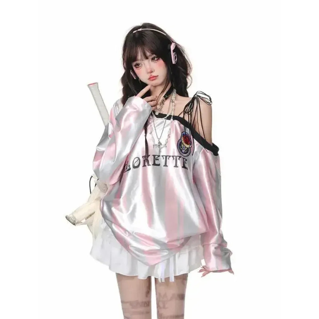 Y2K Off Shoulder Sweatshirt - T-Shirts - Sweatshirts - 4