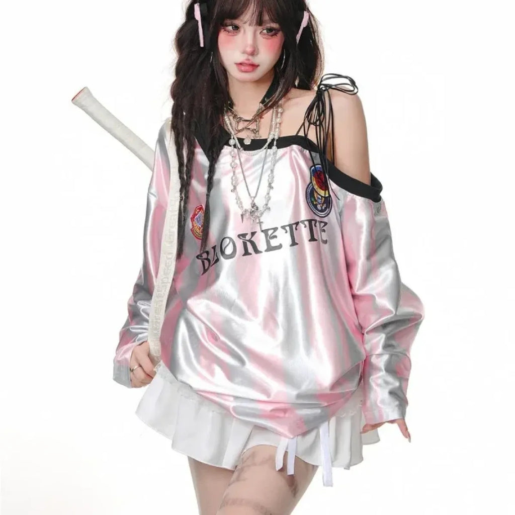 Y2K Off Shoulder Sweatshirt - T-Shirts - Sweatshirts - 5