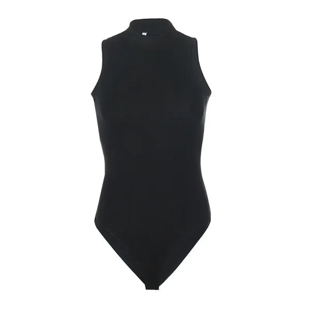 Y2K Sleeveless Turtleneck Knit Bodysuit - Women’s Clothing & Accessories - Tank Top / Cami - 1