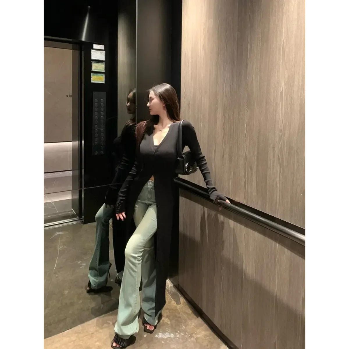 Y2K Longline V-Neck Knit Cardigan - Women’s Clothing & Accessories - Cardigan - 5