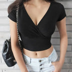 Y2K V-Neck Ruched Crop Top - Women’s Clothing & Accessories - Crop Top - 3
