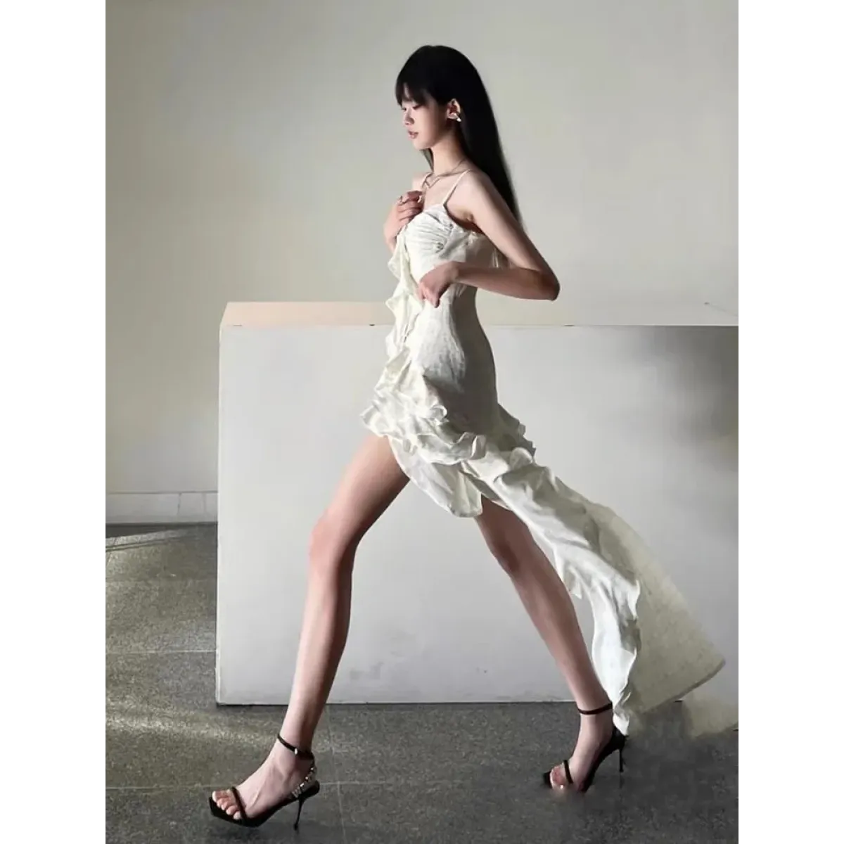 Ruffled Irregular Y2K Harajuku Midi Dress - All Dresses - Midi Dress - 3