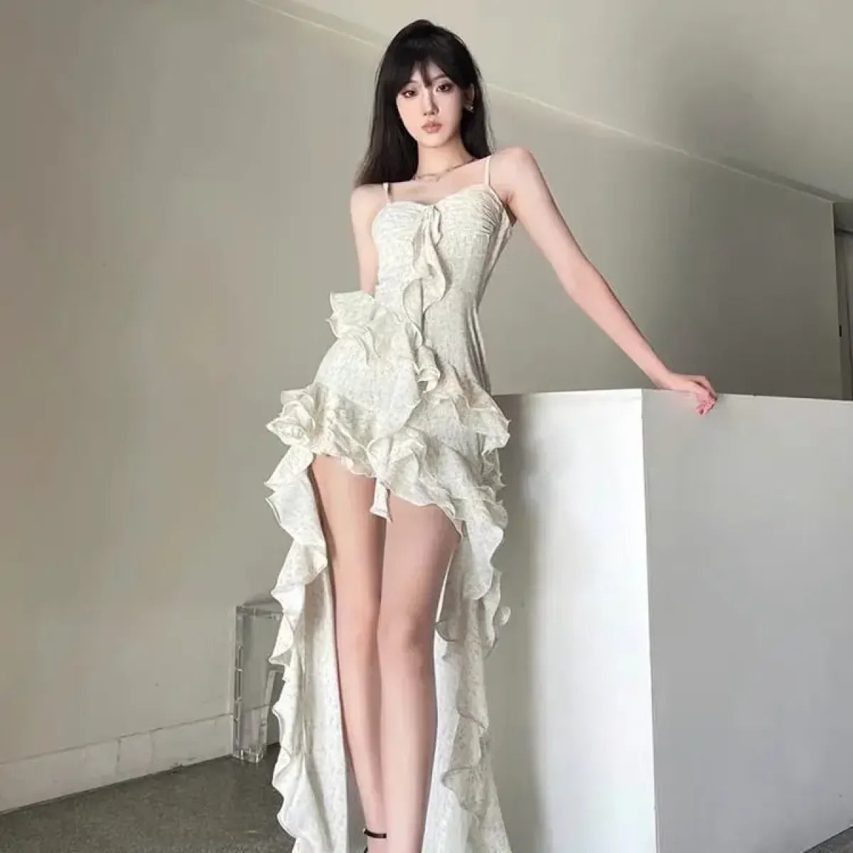 Ruffled Irregular Y2K Harajuku Midi Dress - All Dresses - Midi Dress - 5