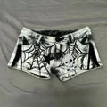 Y2K Punk Spider Web Denim Shorts – Low Waist Skull Star Print - Harajuku Style - Women’s Shorts - 1